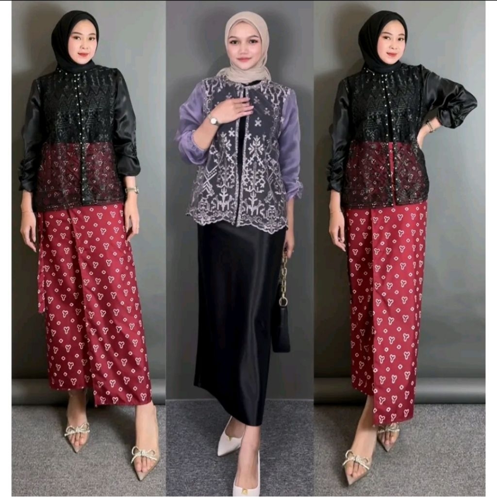 Lily Outer crop brokat organza/outer pendek brokat sapto