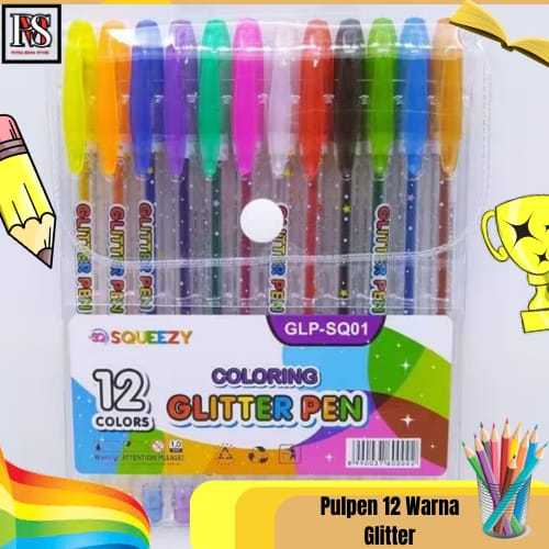 

PUTRA MEGA STORE SQUEEZY Gel Pen Glitter Color 12 WARNA GLP-SQ01