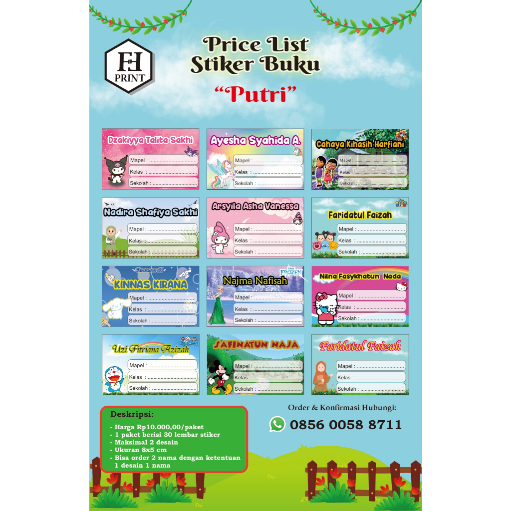 

Stiker Nama / Stiker Buku / Label Buku / Label Nama Buku