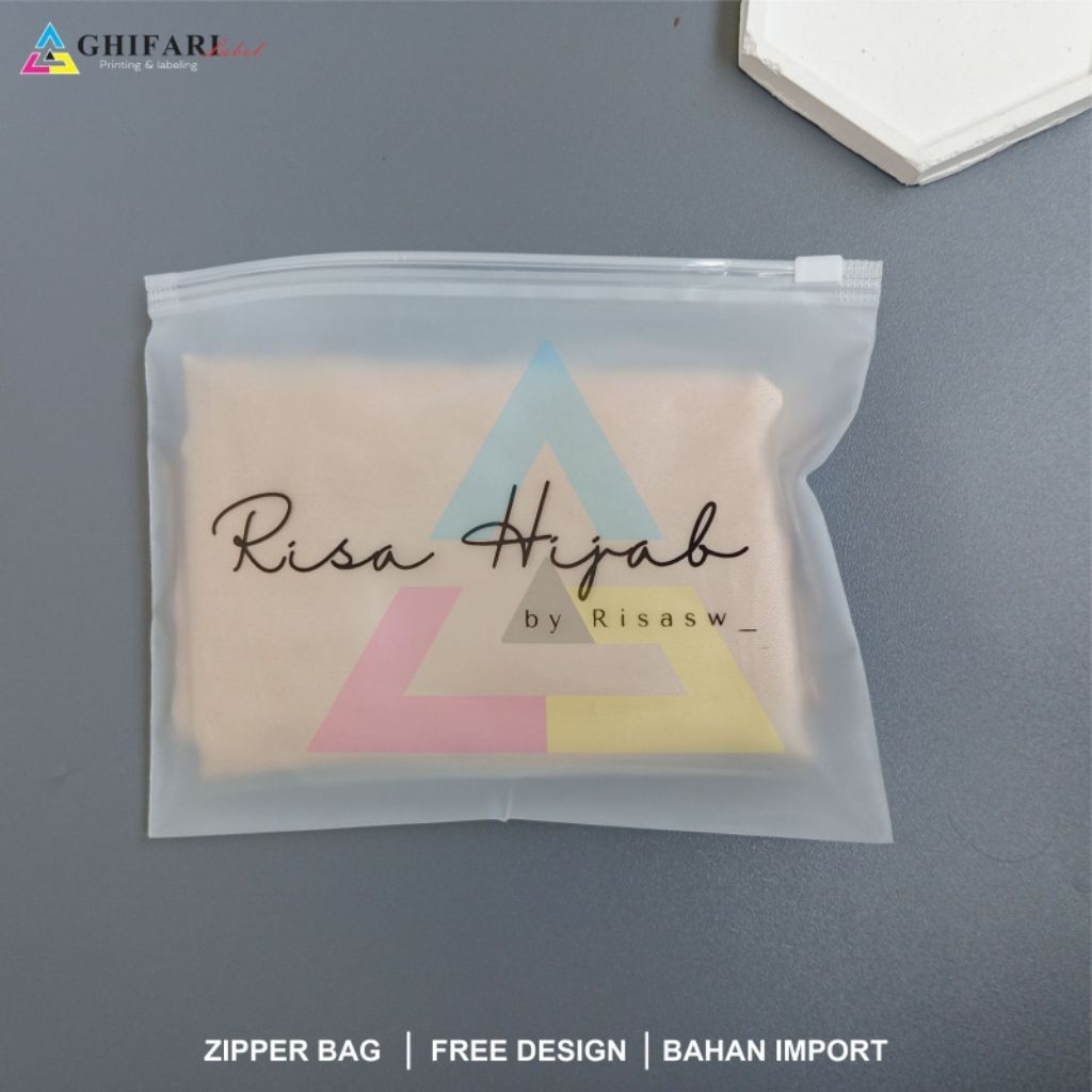 Zipper Bag Custom Logo 50pcs | Kantong Plastik Zipper Hijab Baju Mukena | Zipper Pouch Murah 50pcs Z