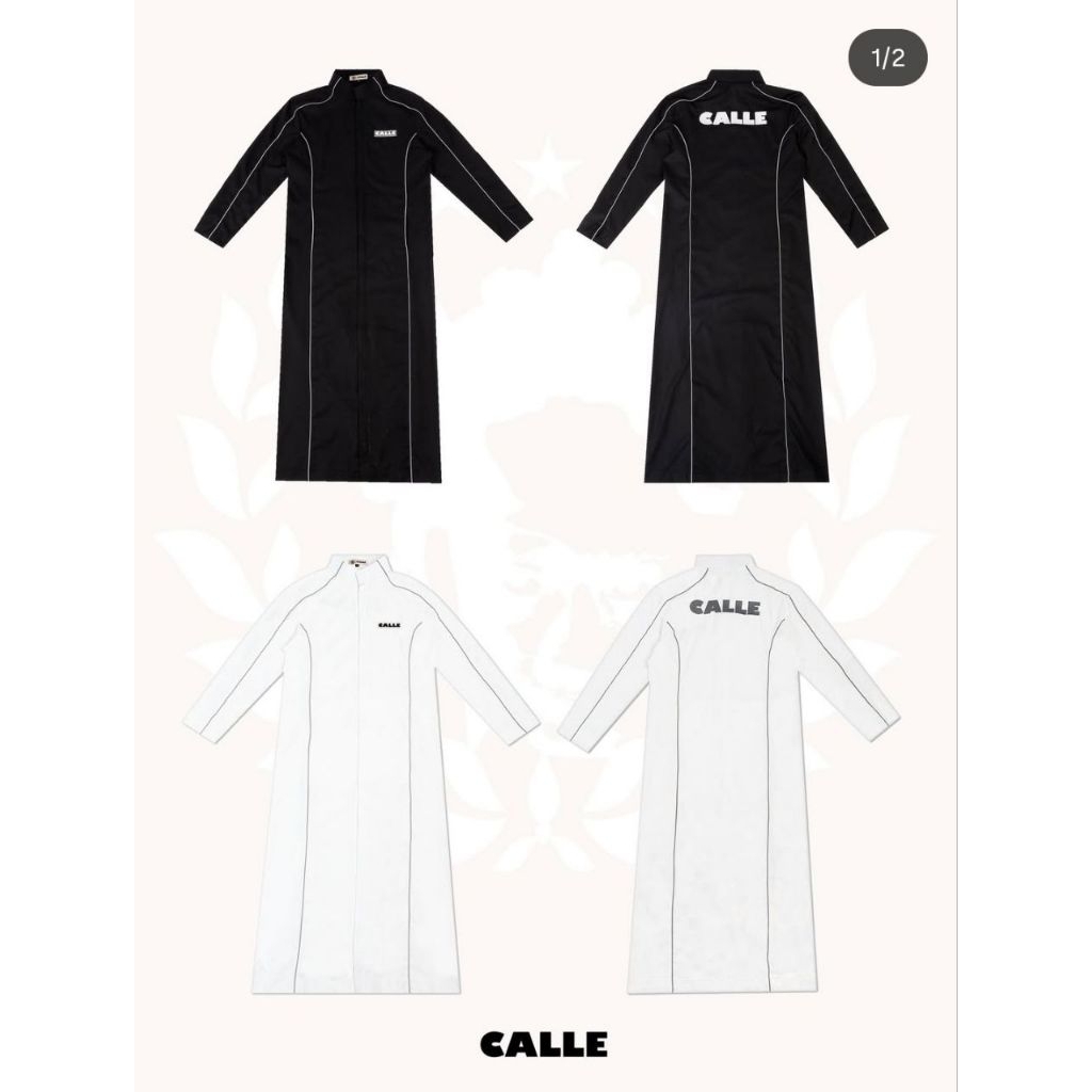 [ORIGINAL 100%] THOBE JUBAH CALLE DE LARACHE QAMIS ZIP BLACK & WHITE ORIGINAL 100% CALLEDELARACHE