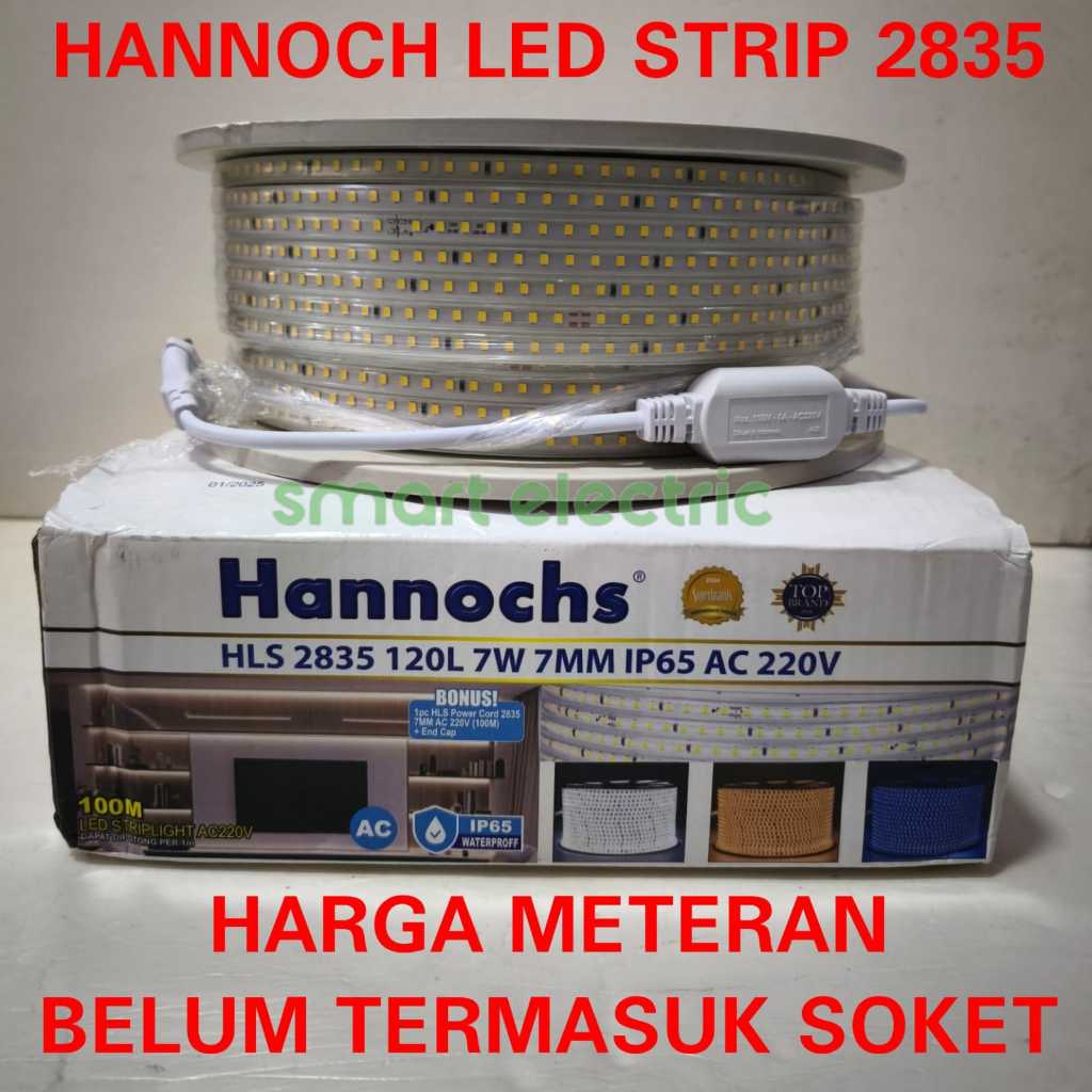 Hannochs LED STRIP HLS 2835 SMD Meteran Lampu Selang Waterproof Bagus