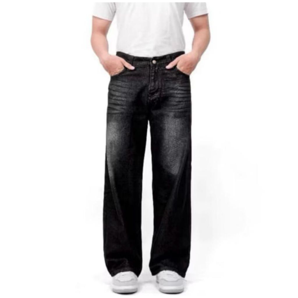 Celana Jeans Pria Baggy Loose Fit Celana Jeans Pria Washed Loose Pants Celana Baggy Jeans Pria