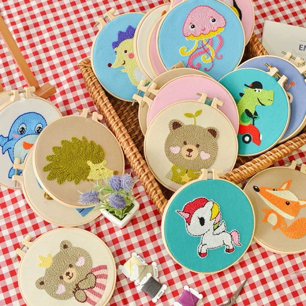 Embroidery Set Lucu Full Motif – Kit Sulam Lengkap untuk Pemula & Hobi DIY