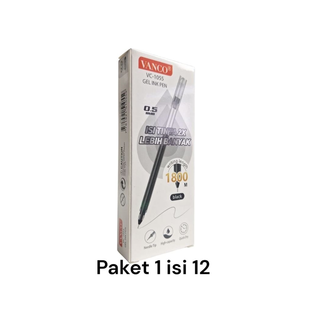 Paket Murah isi 12 Pulpen Gel Vanco/Bolpoin/Ballpen/Pulpen Basah/Pulpen Cair/Pulpen Gel/Pena