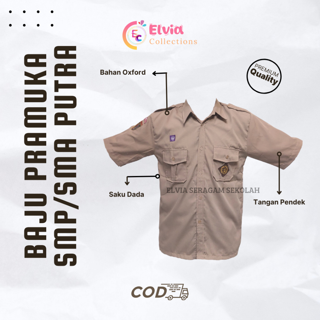 Baju Pramuka SMP SMA Pendek - Seragam Sekolah Pramuka Penggalang Pendek SMP SMA
