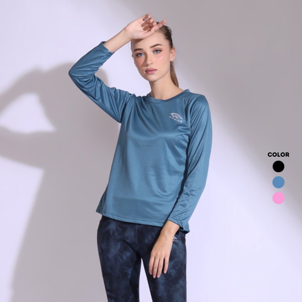 KODE C59T MANIAK Kaos Olahraga Wanita Lengan Panjang Polos Baju Running Lari Gym Fitnes Senam Zumba 