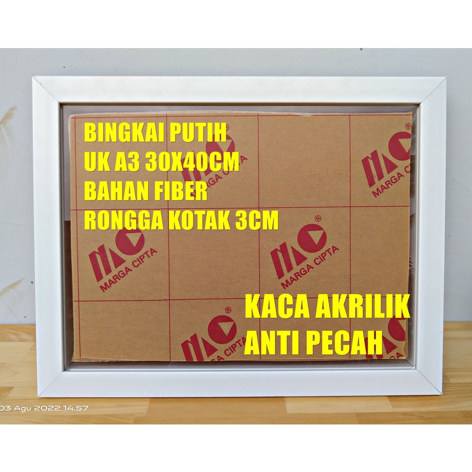 KODE K4A PiguraFrame Foto 3D Putih  Motif Serat Kayu Ukuran 12R3x4Cm  Kaca Akrilik Antipecah