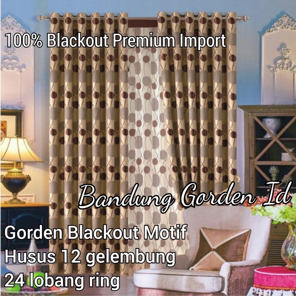 Gorden Blackout 12 Gelombang 24 Lobang Ring Gorden Blackout Estetik L 200 x T 250 cm