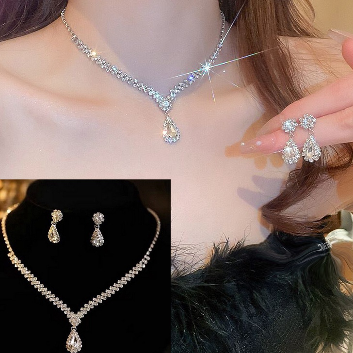 Perhiasan Pesta 1 set Kalung dan Anting  Aksesoris Pesta