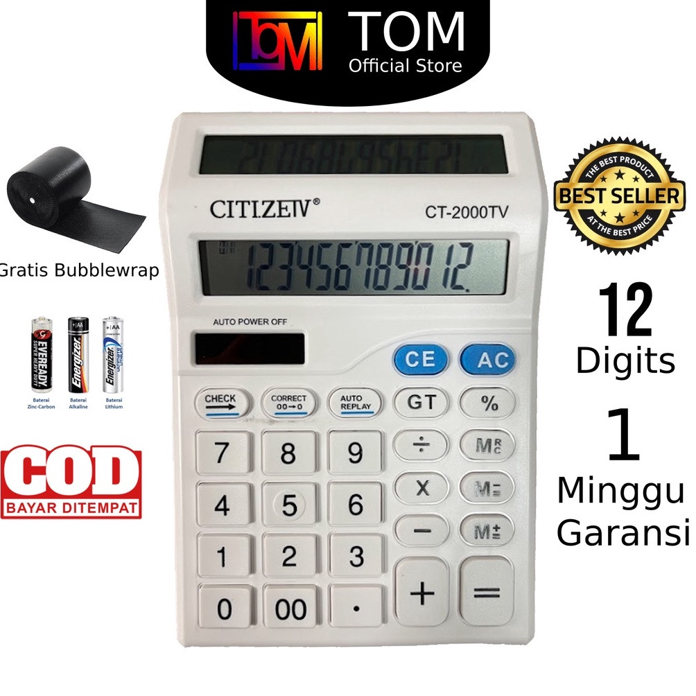 

Kalkulator 2 Layar CT2TV 12 Digit Calculator Check Dual 2 Power KODE K3Z9