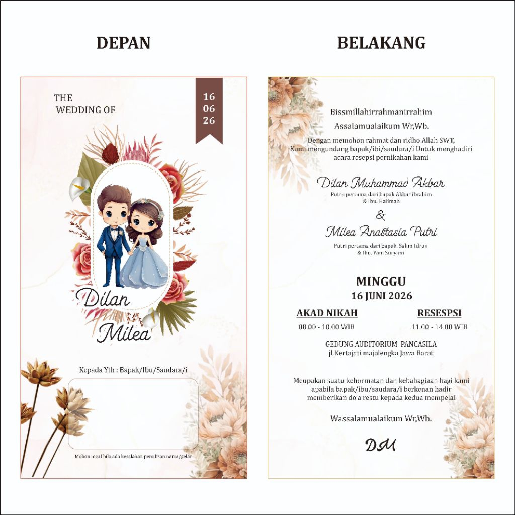 Undangan Simple, Undangan Fullcolour, Undangan Elegan