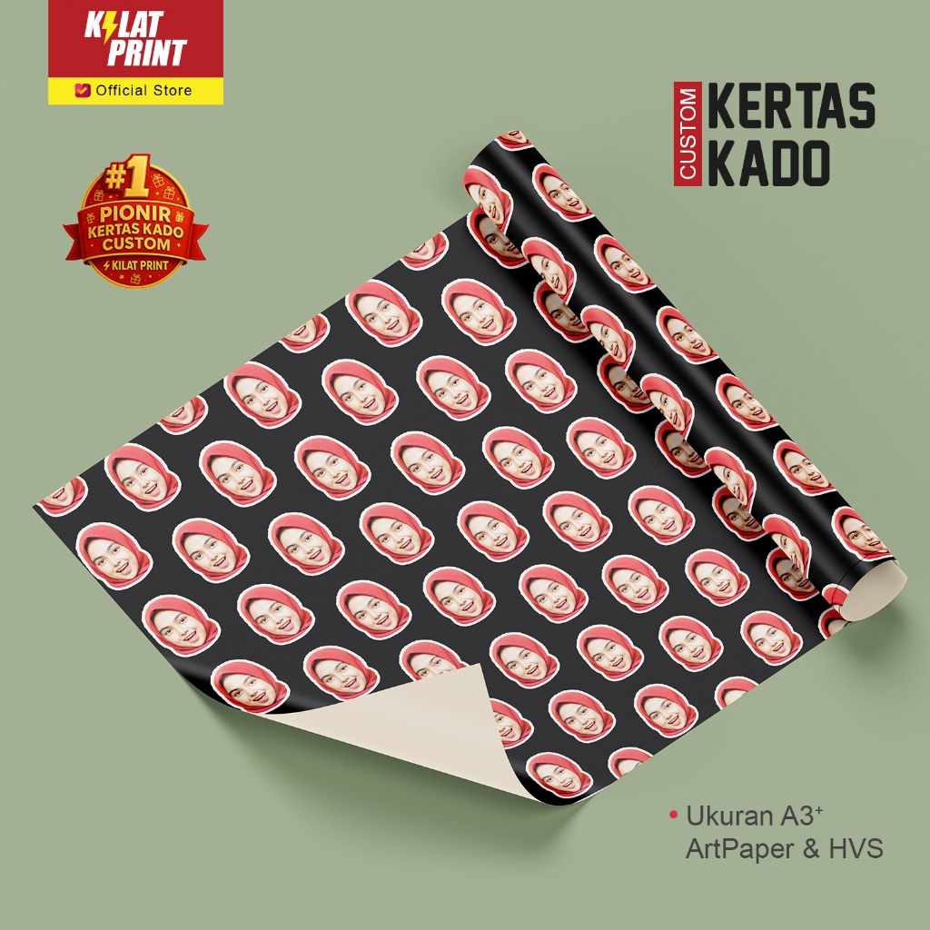 

Custom Kertas Kado Muka Foto Wajah Teman Bungkus Hadiah