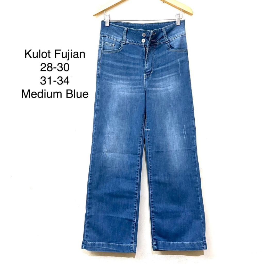 kulot jeans wanita Fujian Medium Blue Evodom Jeans