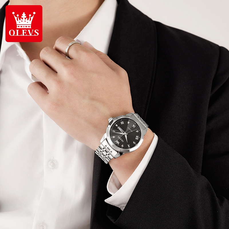 Terbaru Olevs Jam Tangan Pria Anti Air Original Stainless Steel Luminous Men Watch Analog Model 9931