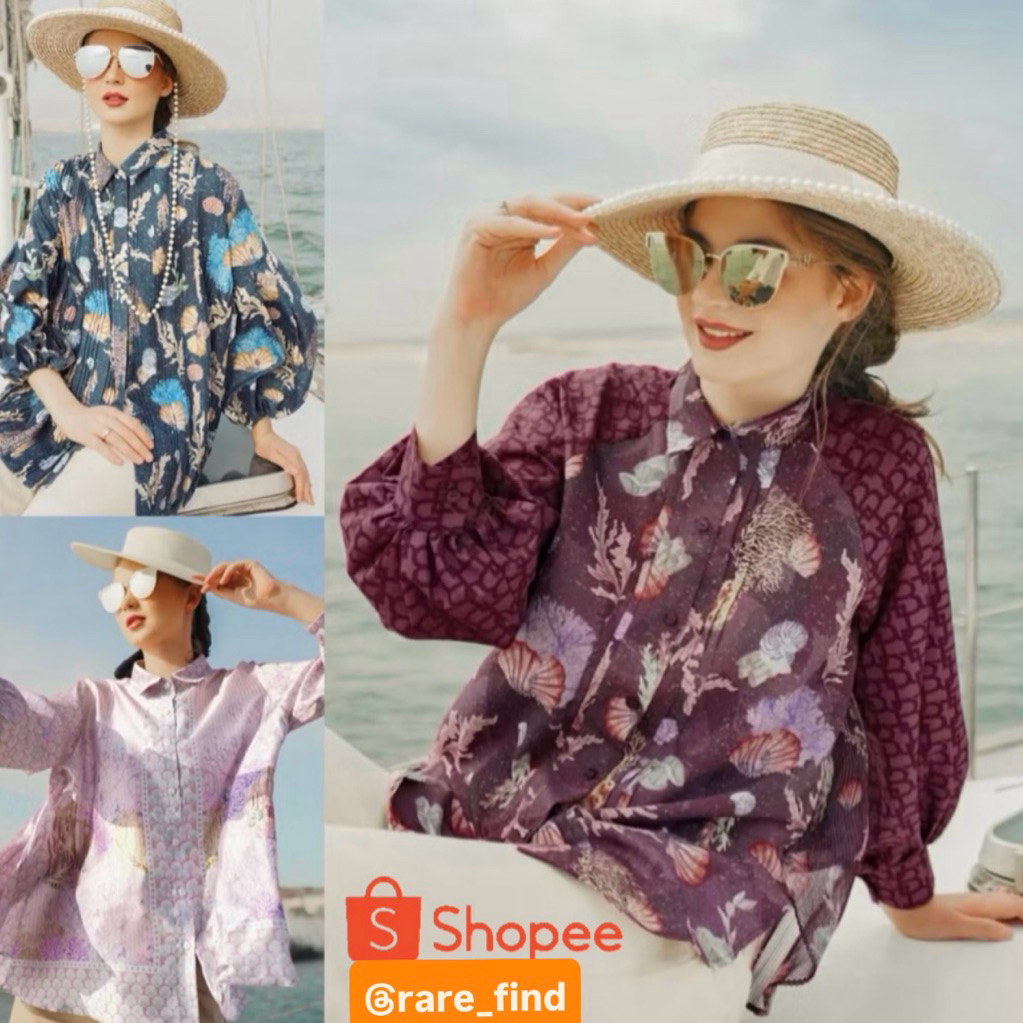 [PRELOVED] Original Benang Jarum Aquarielle Raglan Maroon Pink Blue Disney Aqua Underwater El Mar Mi