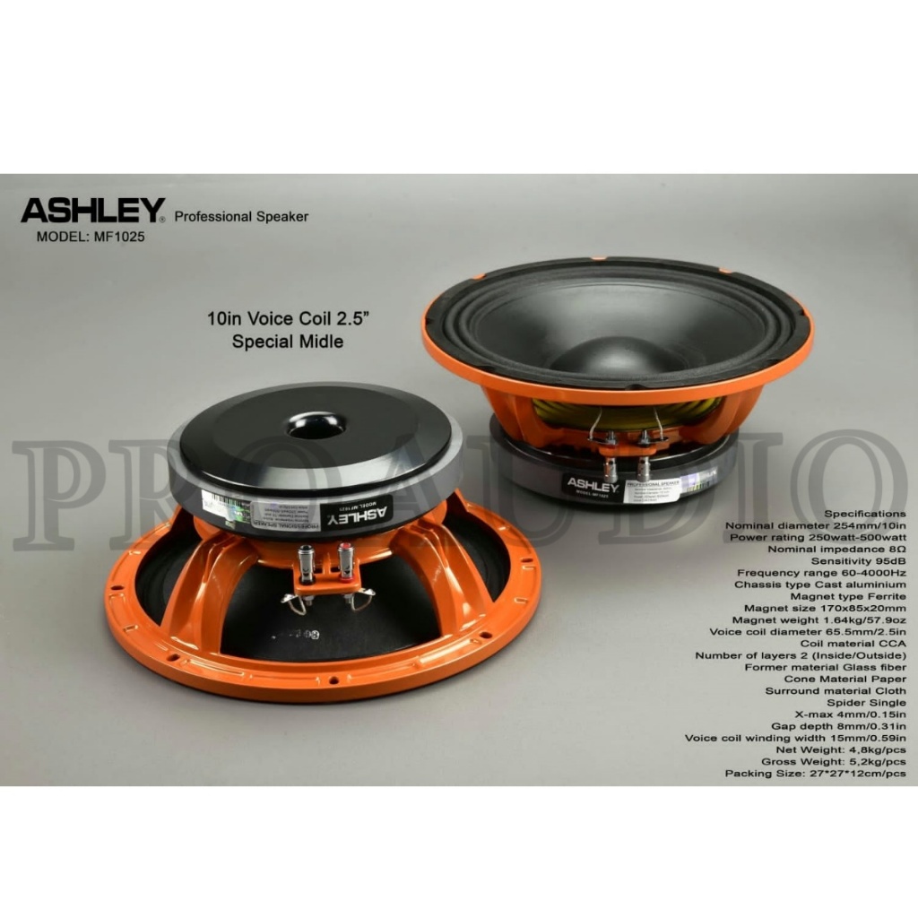 Speaker Component Ashley MF 1025 / MF1025 Original Spiker 10inch Middle MF-1025