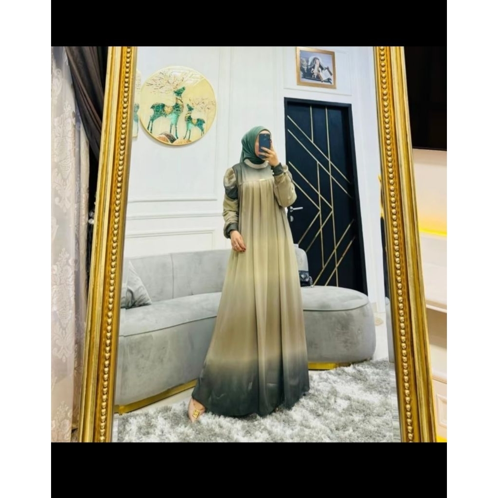 Gamis set hijab bahan ceruty size jumbo model terbaru