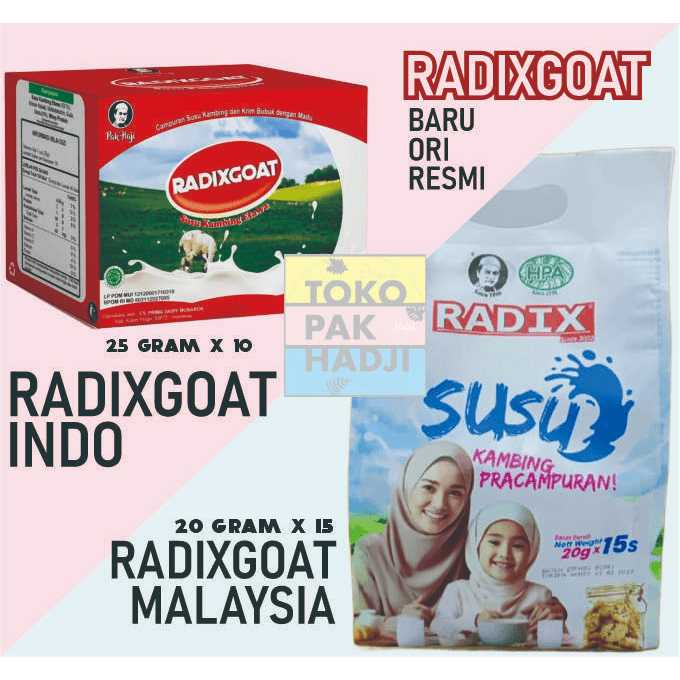 

Radix Goat Milk Radixgoat Pak Haji / Susu Kambing HPA / Grade A / Susu Kambing Pak Haji Malaysia dan Indonesia