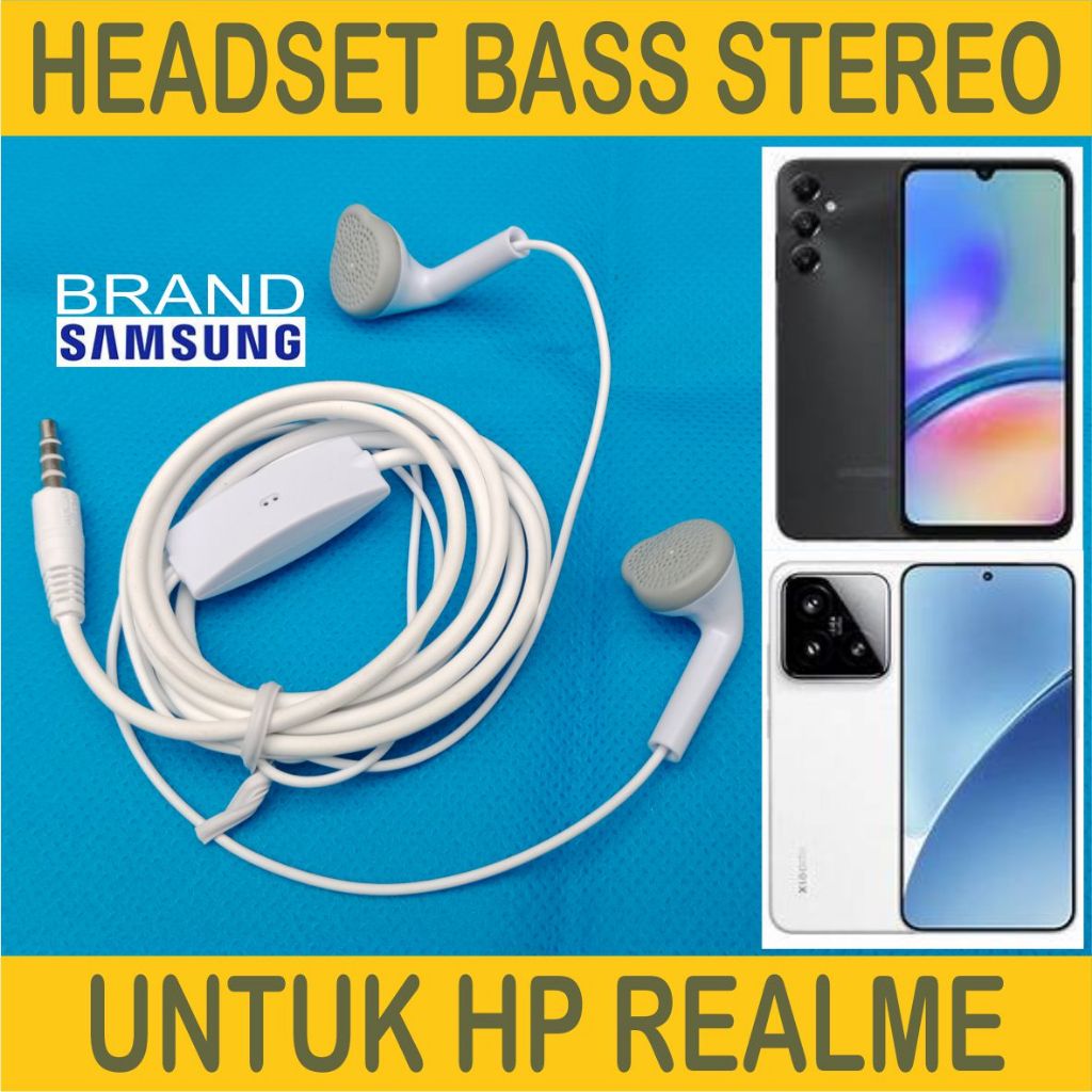 Headset Bass Stereo untuk HP REALME 13 12 11 10 9 8 7 C75 C73 C71 C65 C63 C61 C55 C53 C51 C35 C33 C3