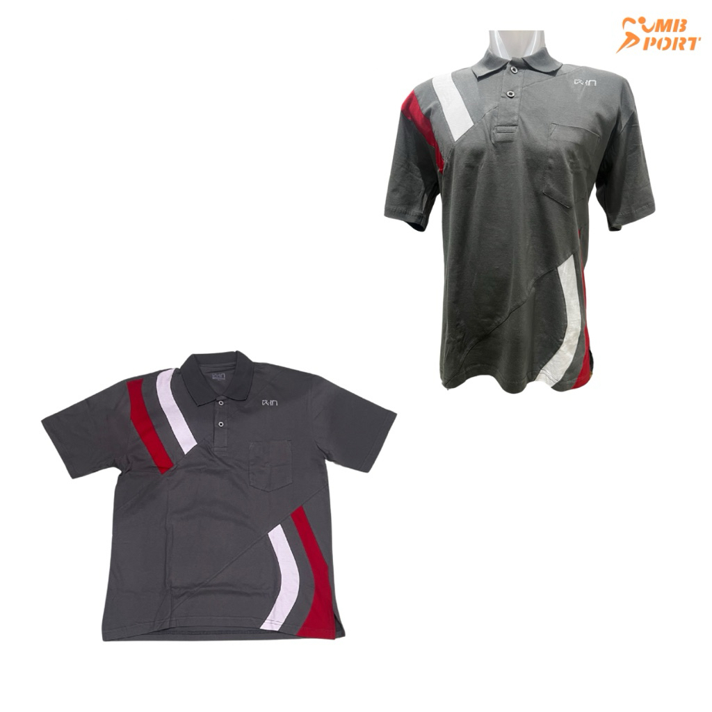 Kaos Kerah Olahraga RKN - Grey/White/Red