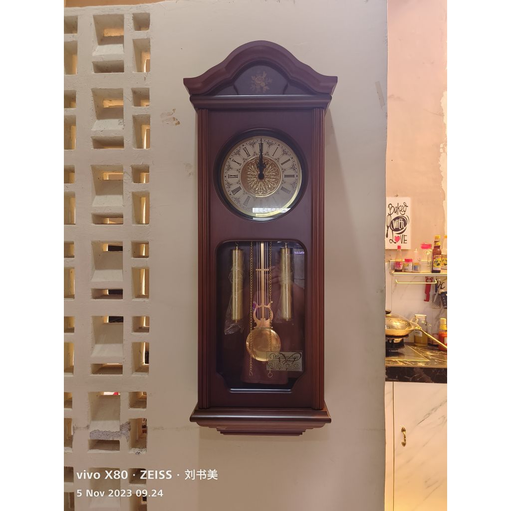 jam dinding bandul besar Wellington full kayu jati bunyi Westerling