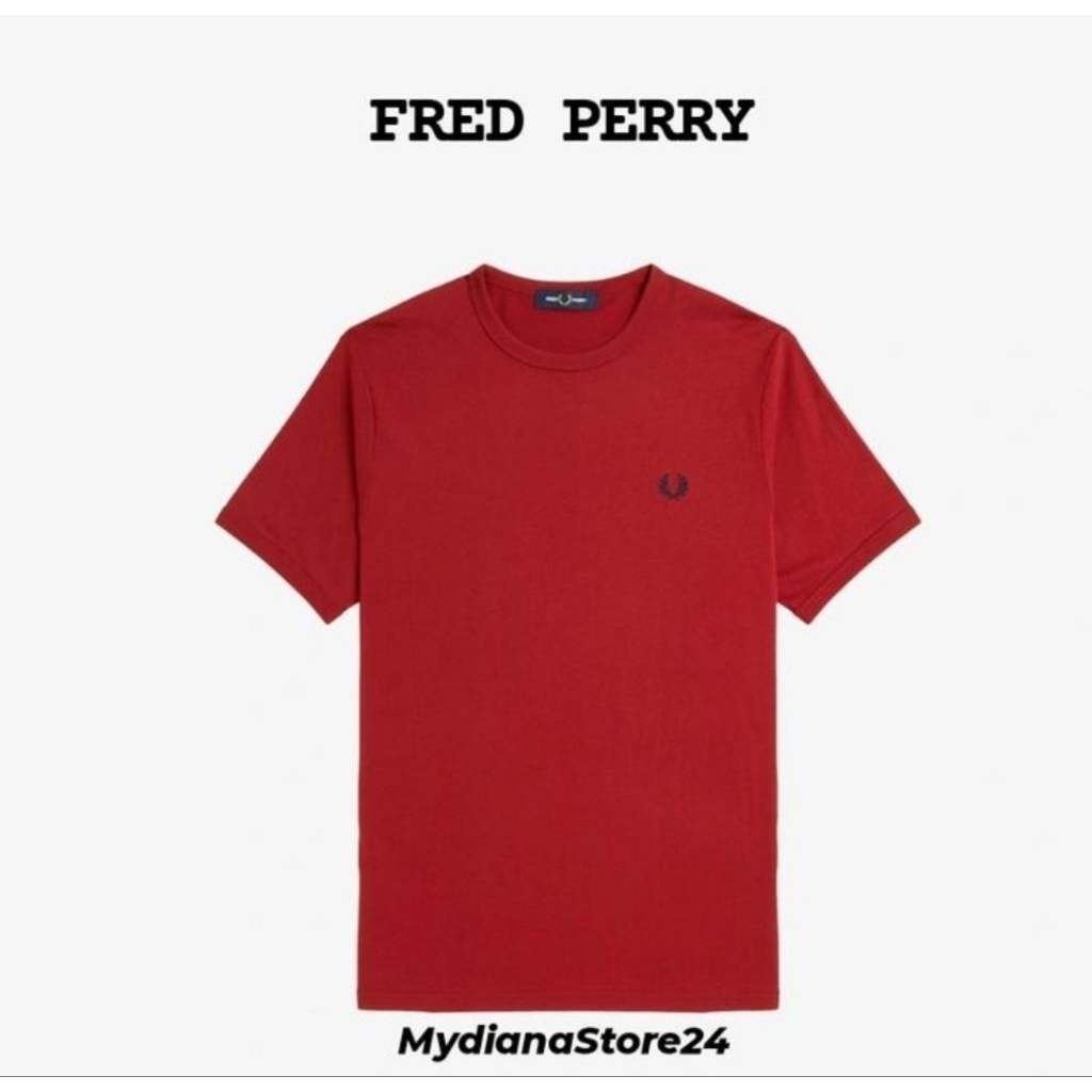 FRED PERRY MEN'S - FRED PERRY RINGER T-SHIRT - BURNT RED