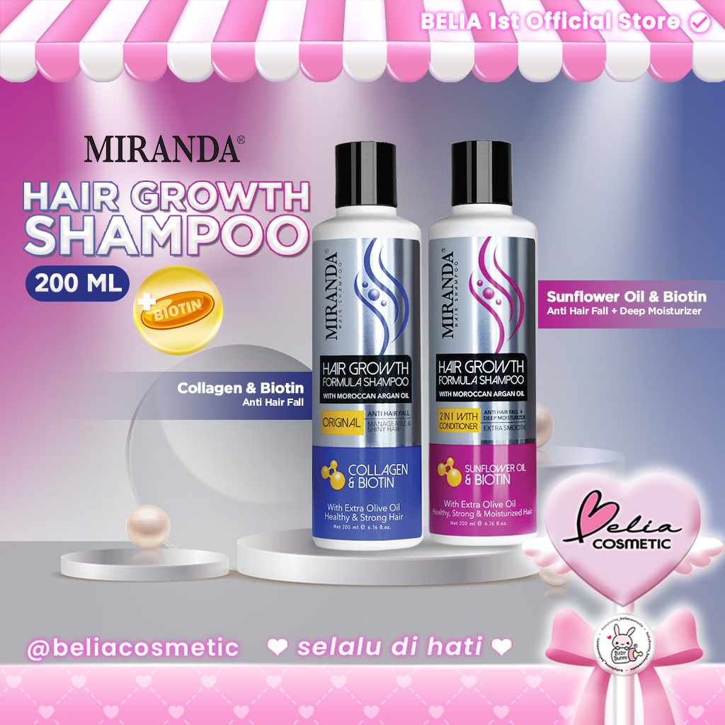 ❤ BELIA ❤ MIRANDA Hair Growth Shampoo 200ml | Sunflower Oil & Biotin | Collagen & Biotin Original | 