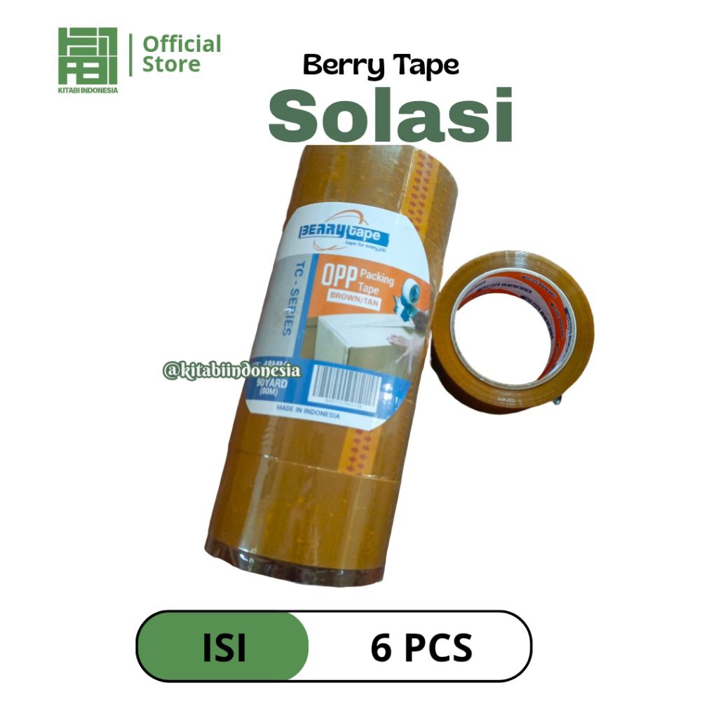 

LAKBAN BERRY TAPE LAKBAN COKLAT BERRY TAPE Solasi Bening Ukuran 48 mm x 80 meter Lakban isi 6 Solasi Bening