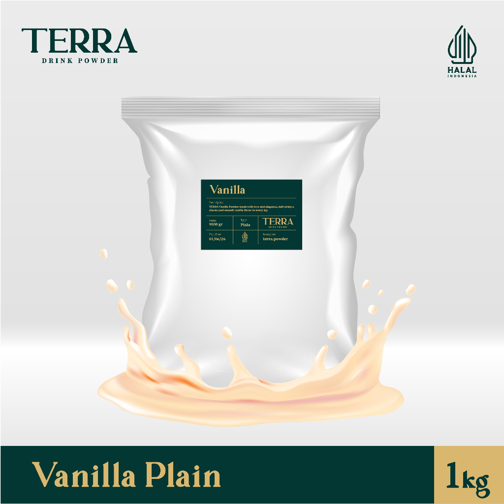 

TERRA Vanilla Plain Powder 1 Kg - Bubuk Minuman Rasa Vanilla Milkshake Tanpa Gula 1000 gr