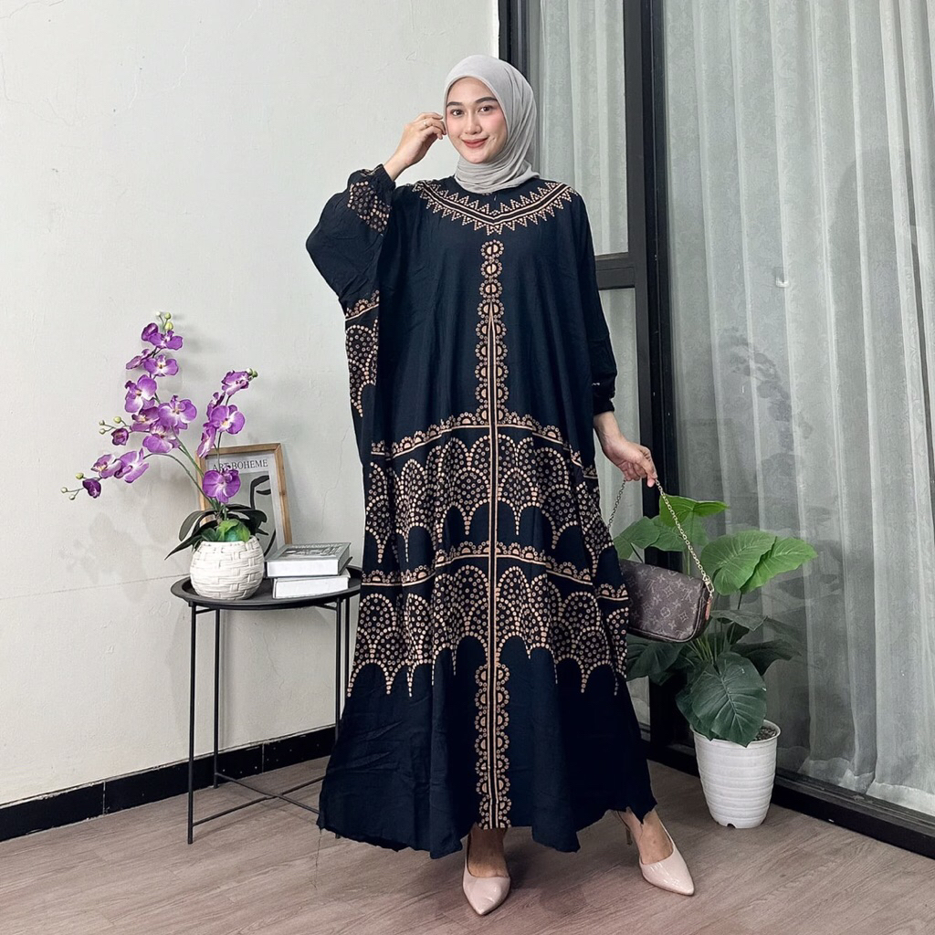 Kaftan Jenna Rayon Premium Dress Wanita Jumbo LD 170 - Gamis Kaftan Motif Jenna