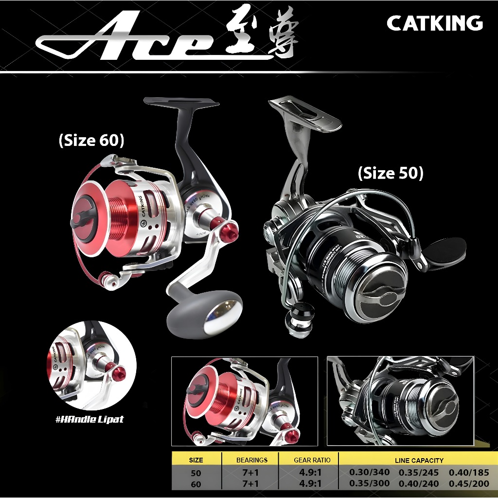 ACE Reel pancing CATKING 50(Black) 60(Red) full metal body