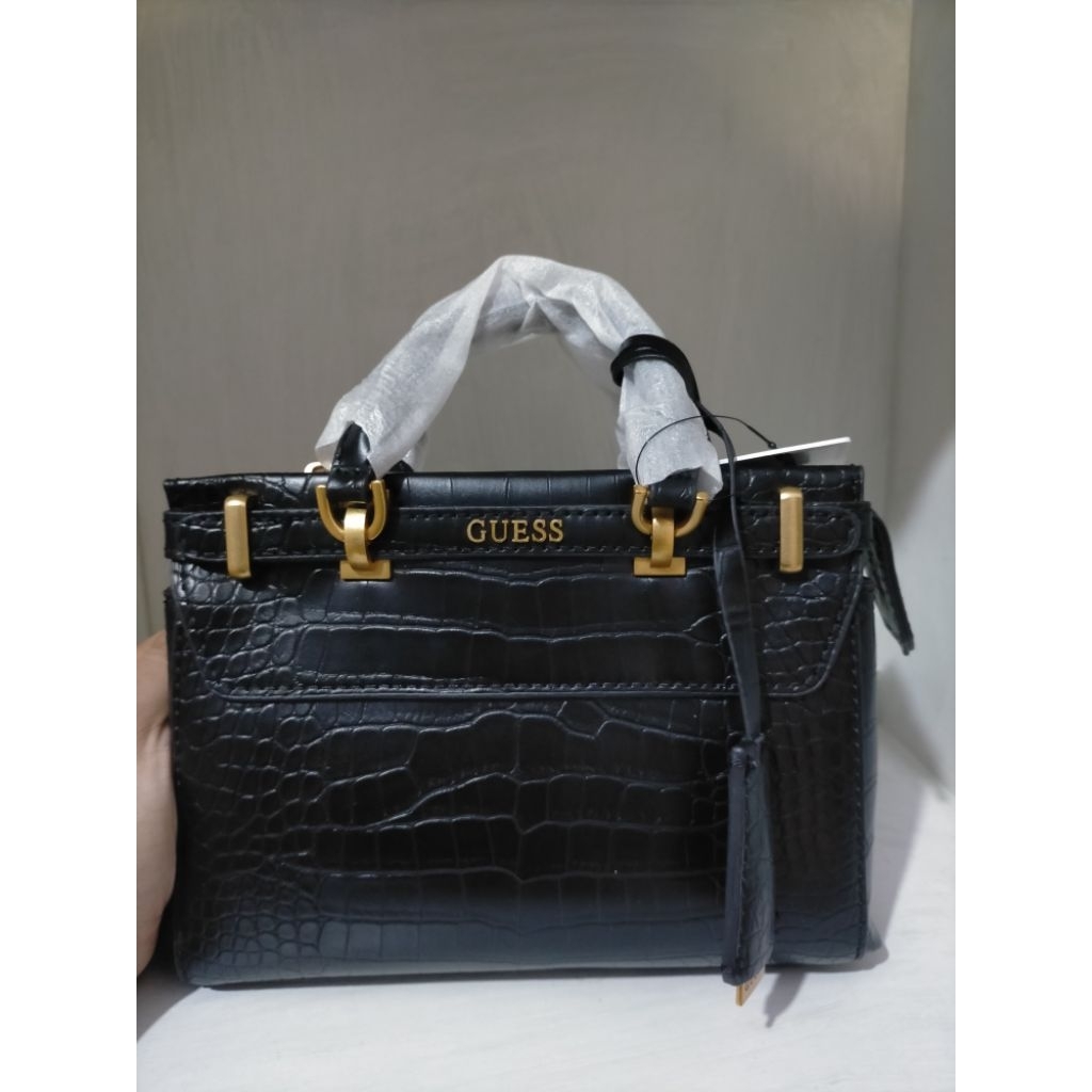 GUESS SESTRI MINI SATCHEL CROCO BLACK