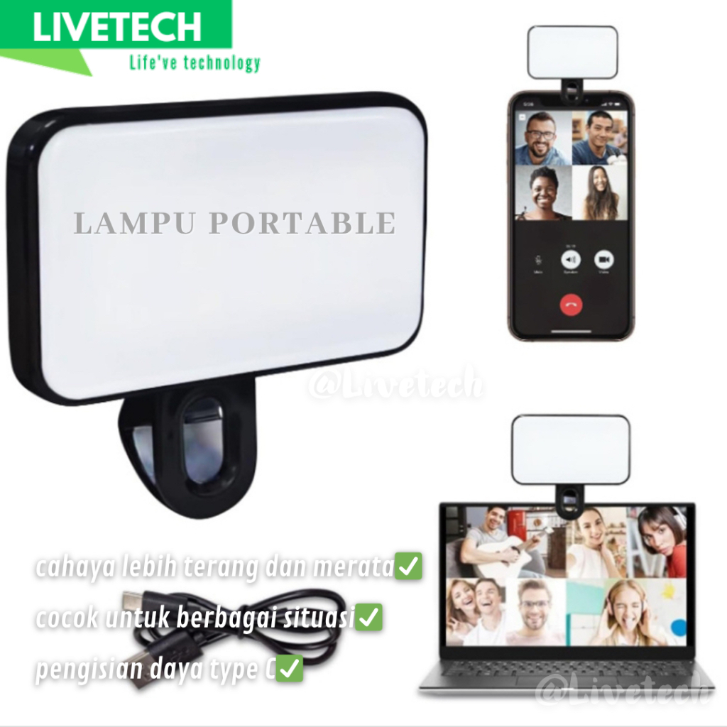 LIVETECH LED Lighting Konten 3 Warna Portable LED Selfie Lighting Kecantikan Mini Clip untuk HP dan 
