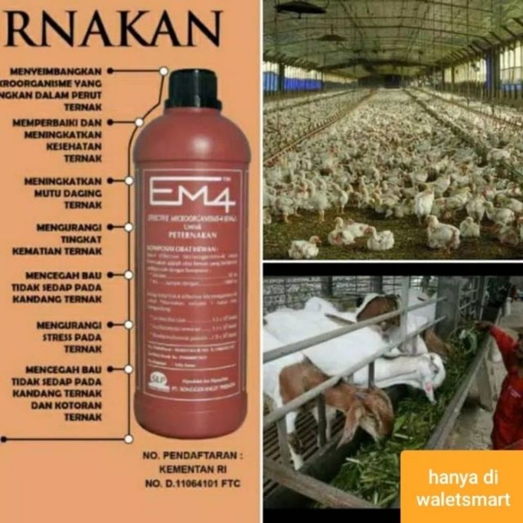 EM4 PETERNAKAN 1L Microorganisms-4 untuk kesehatan pencernaan ternak Sapi Kambing Ayam Burung Bebek 