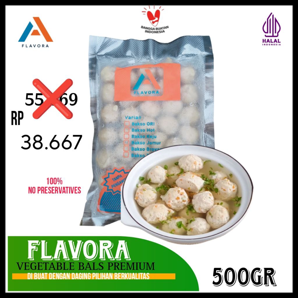 

Flavora Vegetable Bals premium 500g | Bakso Sayur bagus untuk program diet