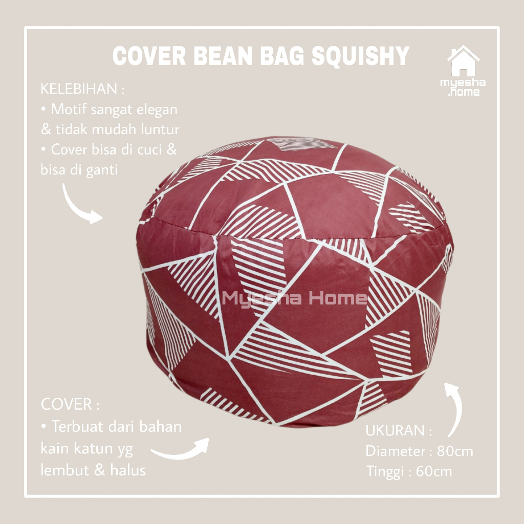 Cover Sofa Bean Bag Squishy / Sarung Sofa Bean Bag Bulat CBS64