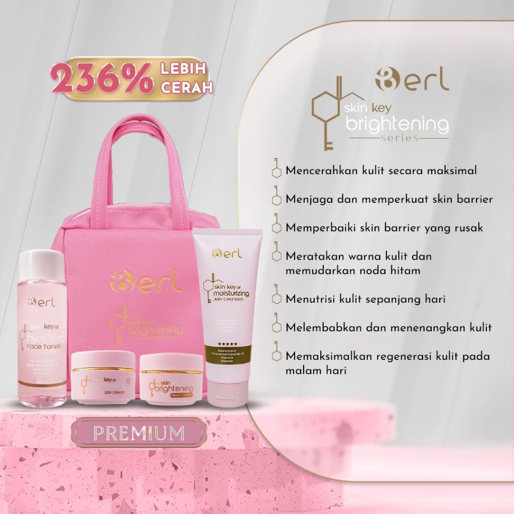 Paket Skincare Skin Key Brightening Series Free Pouch Cantik | Skincare Untuk Mencerahkan Wajah Memp