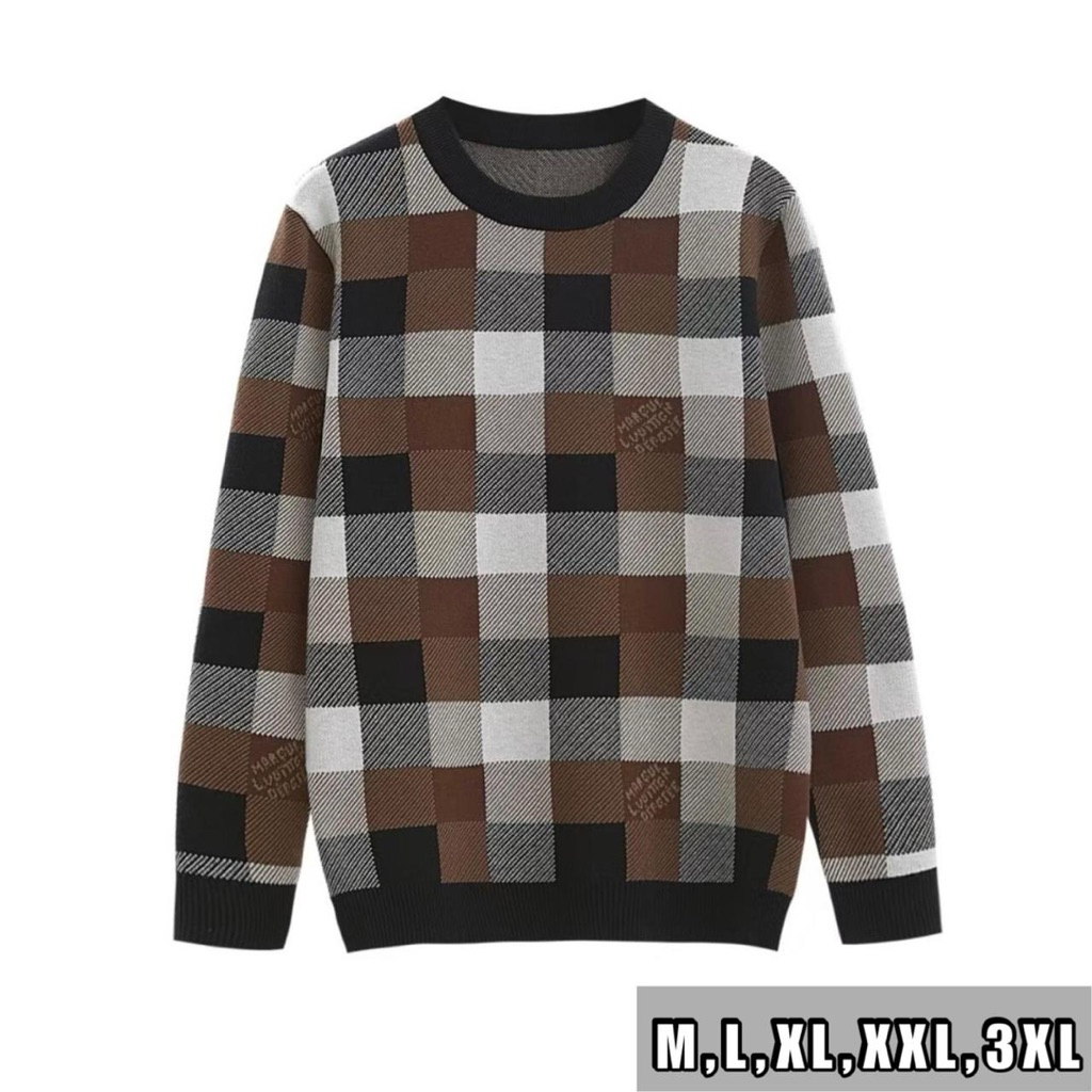 sweater rajut pria wanita branded terbaru/sweater wool motif kotak kotak casual