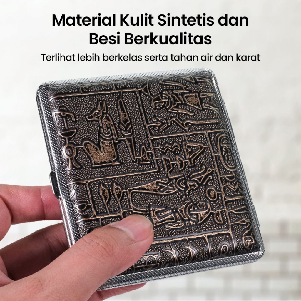 Ophone Kotak Roko Elegan Leather Cigaree Box Case 20 Slot - J-18 - Golden