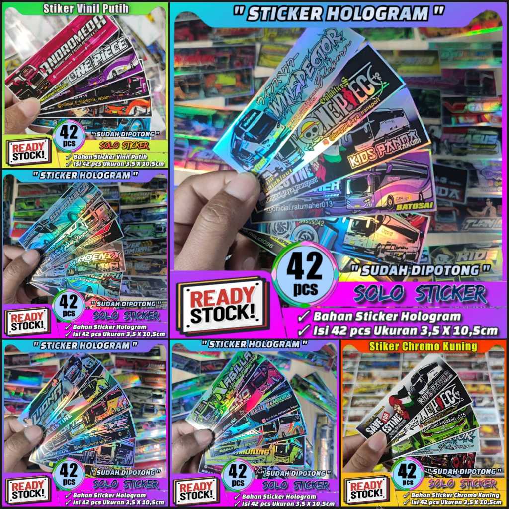

STIKER BUS MANIA Sudah Dipotong STICKER BIS VIRAL TELOLET BASURI ISI 42 Pcs