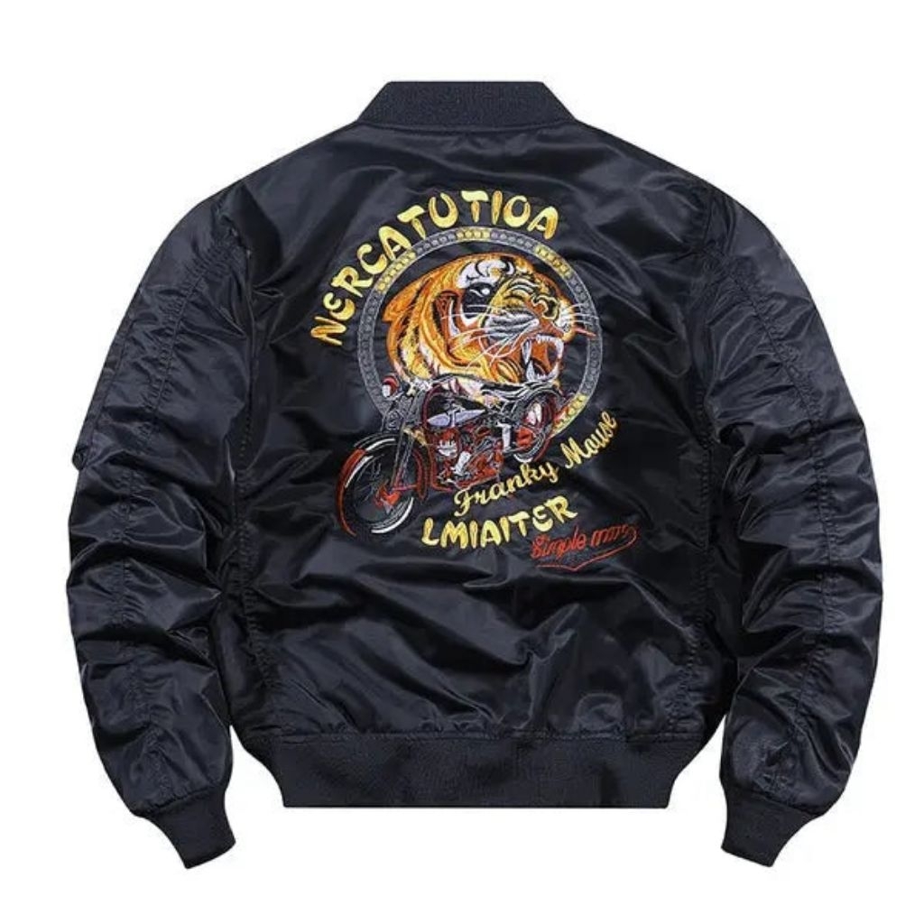 SUKAJAN BLACK TIGER BOOMBER JACKET MOTORCYCLE