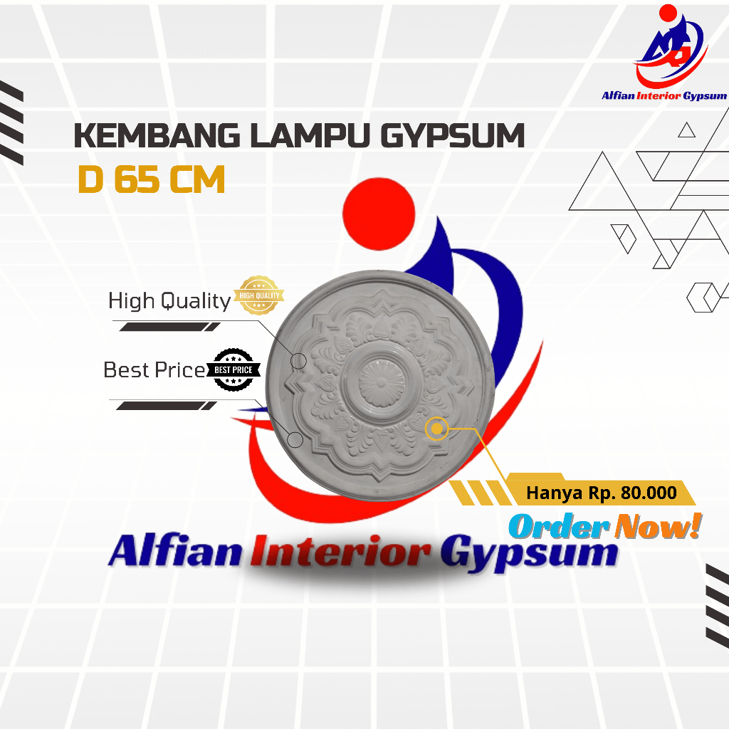 Ornamen Lampu Profil Gypsum D 65 cm Minimalis