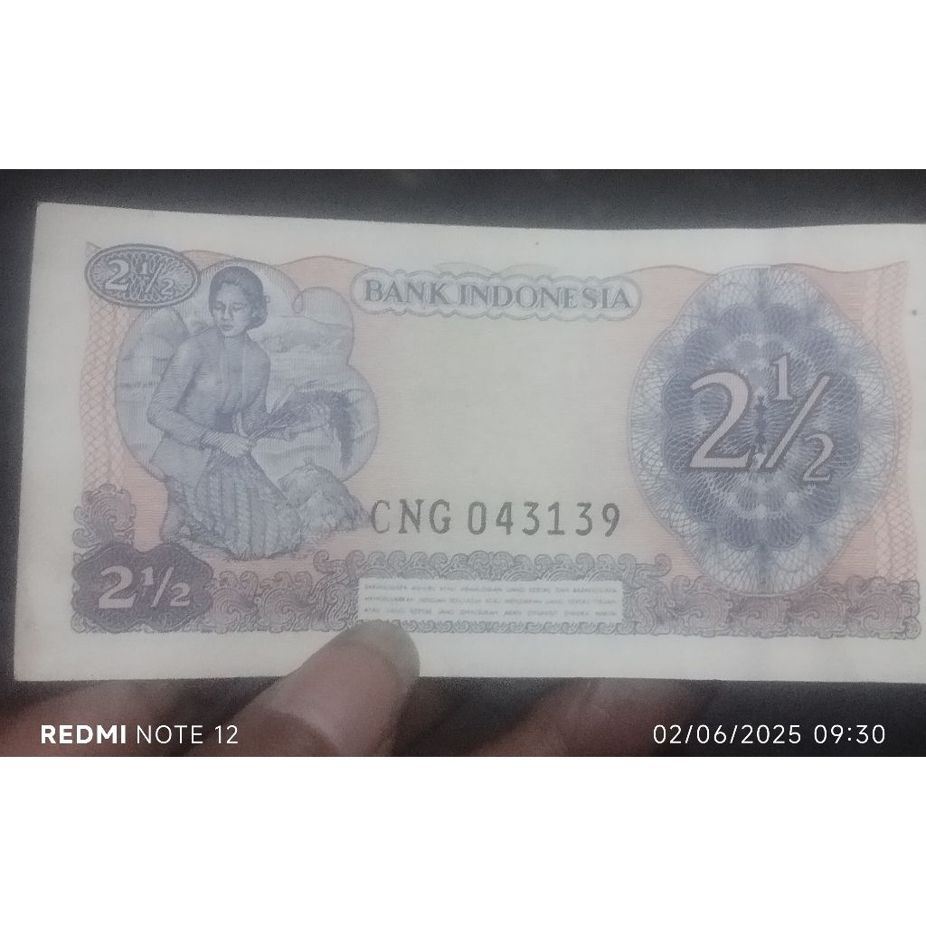 Uang kertas  jadul 2,5 rupiah
