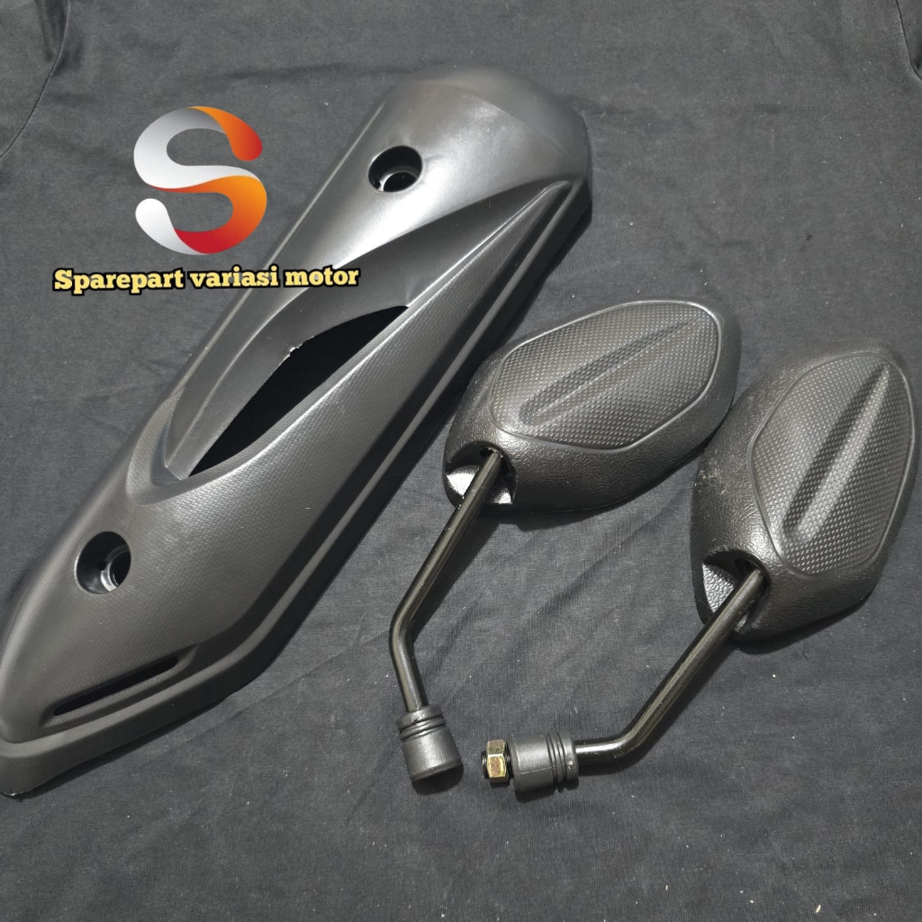 PAKET SPION BEAT + tutup tameng knalpot beat carbu cover pelindung tameng knalpot beat carbu Bawaan 