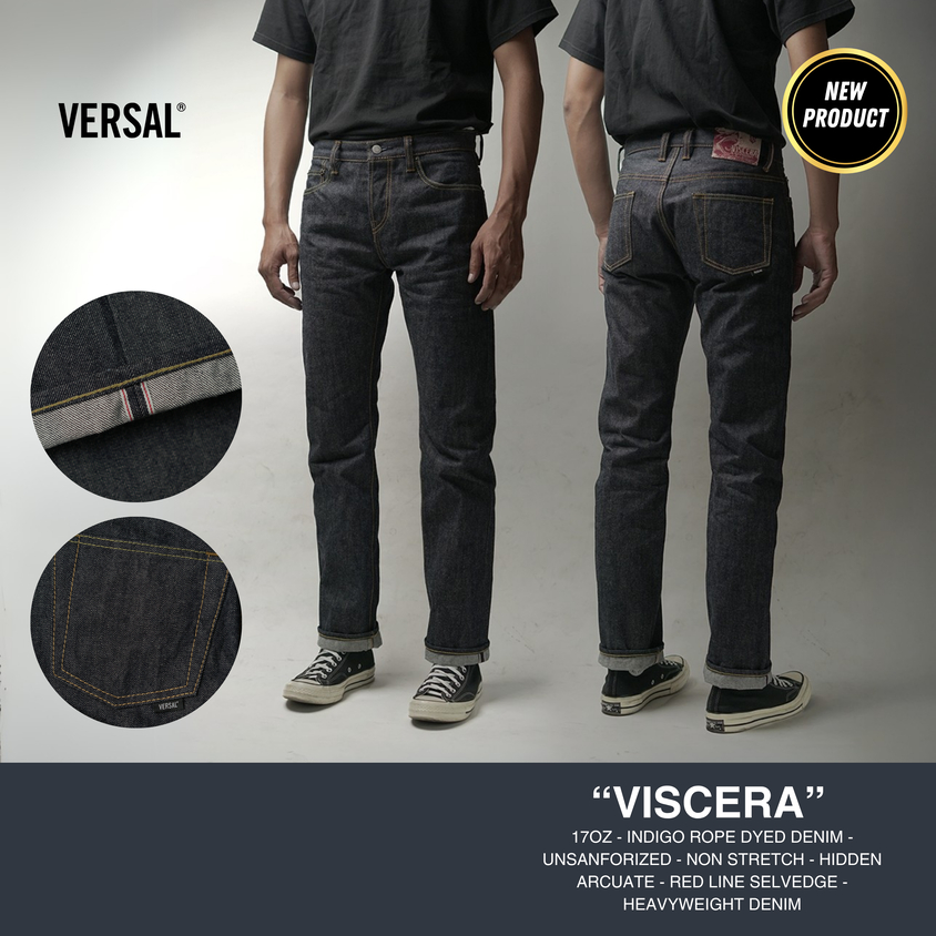 Versal The Finest-VISCERA 17oz Indigo Rope Dyed Unsanforized Selvedge Denim (Ready Stock)