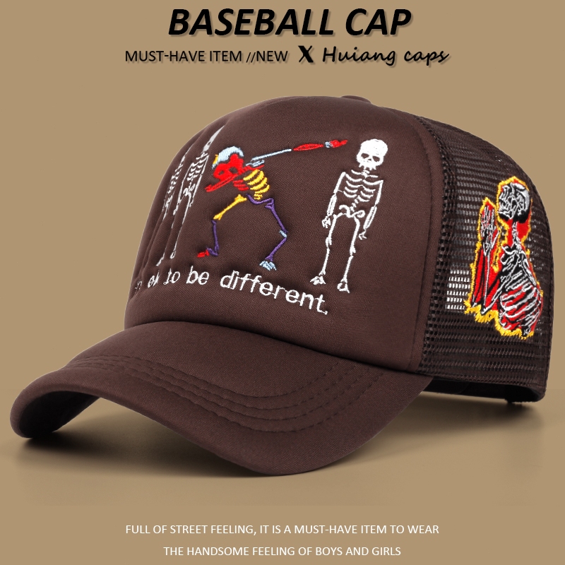 Topi baseball Gaya Korea Berbagai warna Kepala tulang api summer net topi trucker outdoor sport topi