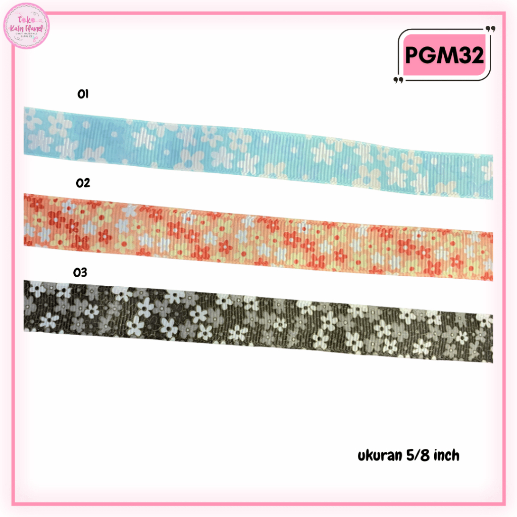 

Pgm32 Pita Grossgrain Motif Bunga 5/8 Inch Permeter