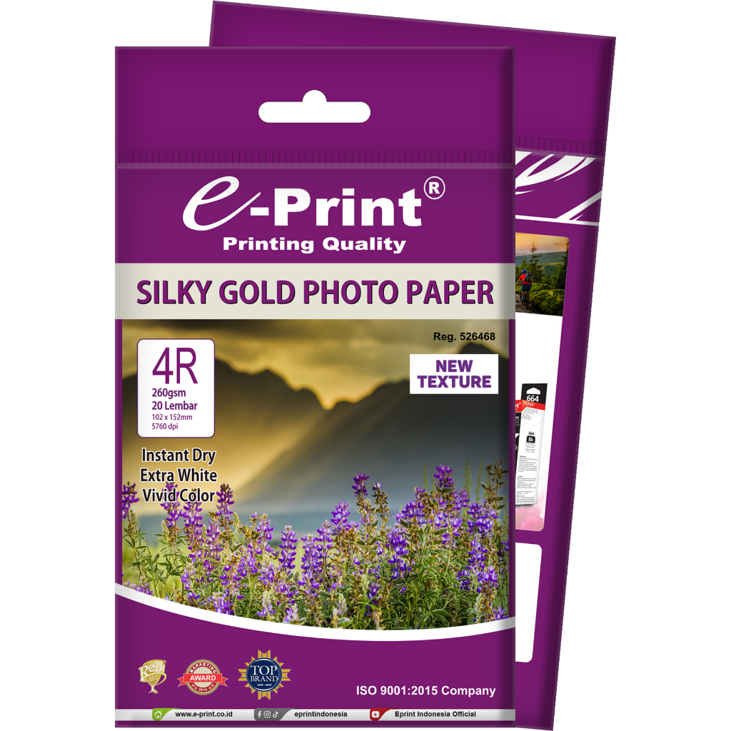 

Kertas Silky Gold Photo Paper 4R e-print 260 gsm (NEW TEXTURE)