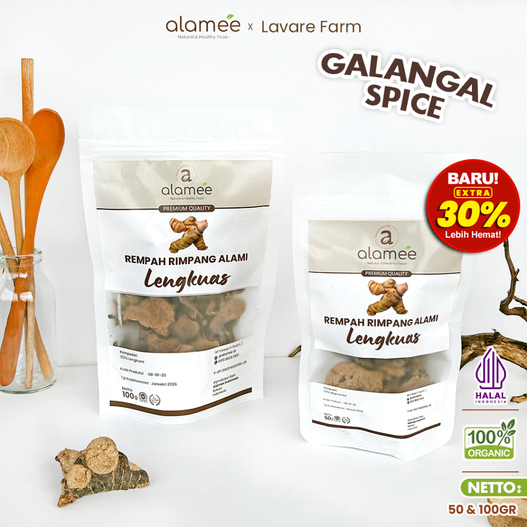 

ALAMEE Lengkuas Kering Dried Galangal Iris Rempah Rimpang Organik Alami BUMA